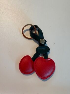 Red Heart Cherry Leather Keychain